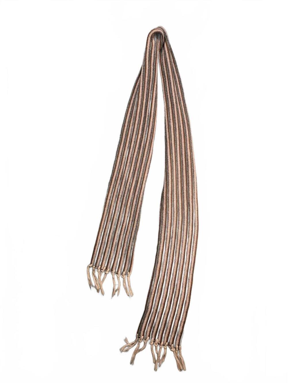 Men's Striped Knit Scarf with Fringe Ends